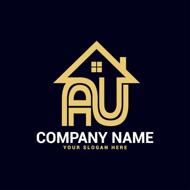 Au, ua Real estate letter logo Vector Template