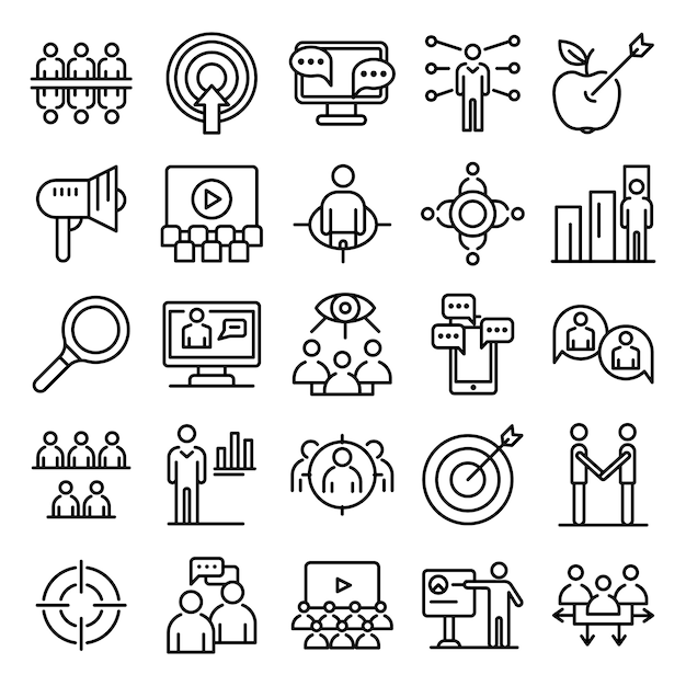 Audience icons set, outline style