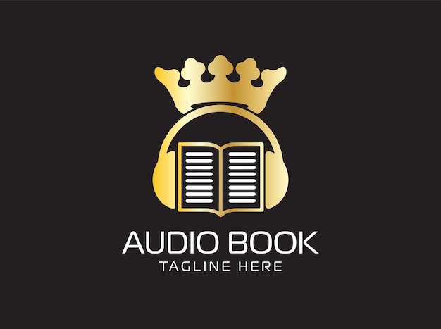 Vector audio book logo design vector