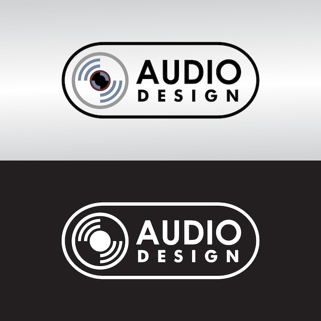 Vector audio design logo with disc illustration black and white