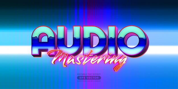 Audio mastering editable text effect style with vibrant theme realistic neon light concept for trendy flyer poster and banner template promotion