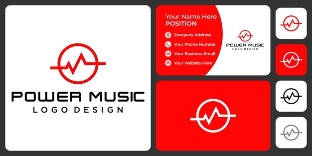 Audio music logo design with business card template.