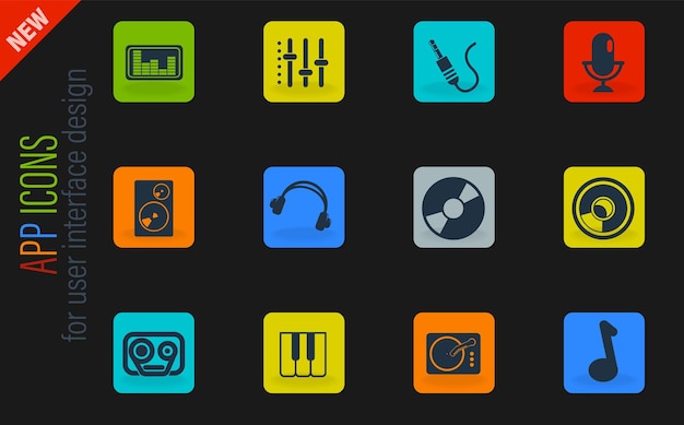 Audio and music simple vector icons