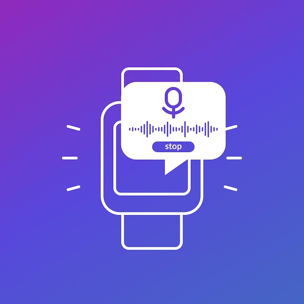 Audio recording ui design, recorder in smart watch vector