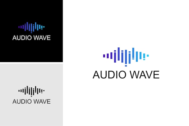 audio sound wave logo design with equalizer vibrant vector template