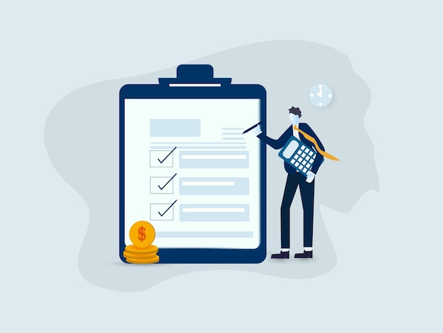 AuditTax form Accounting Analysis Form check Business illustration