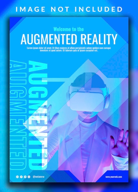 Augmented reality metaverse neon futuristic modern for flyer design template with a woman photo