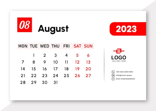 August 2023 Calendar