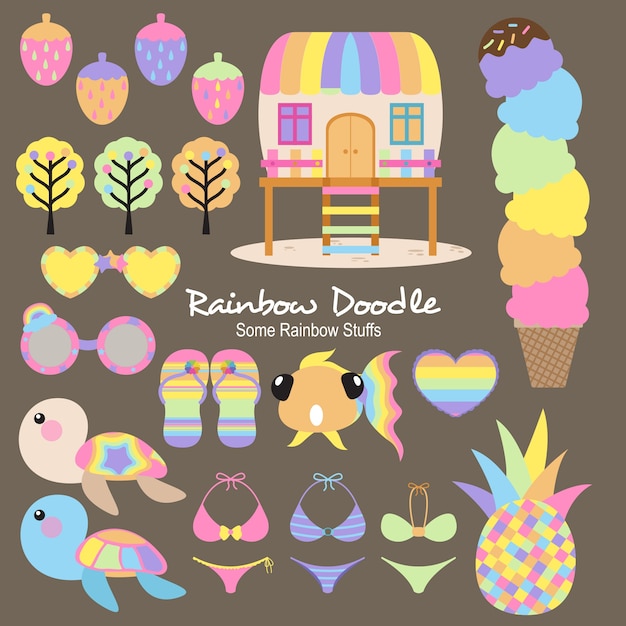 August Rainbow Objects Doodle