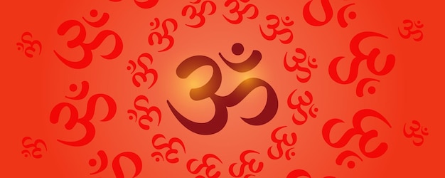 Vector aum om ohm symbol in decorative design round style banner