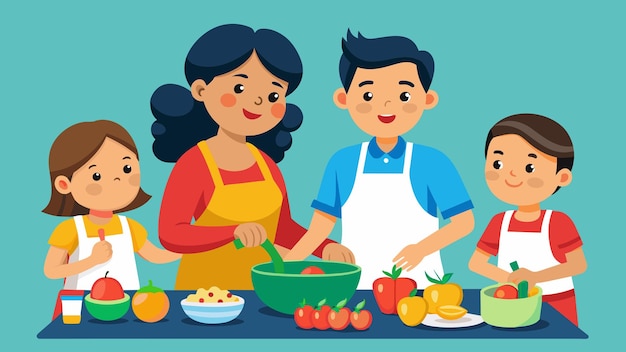 An aunt and her nieces and nephews eagerly help their uncle prepare a mouthwatering mexican meal