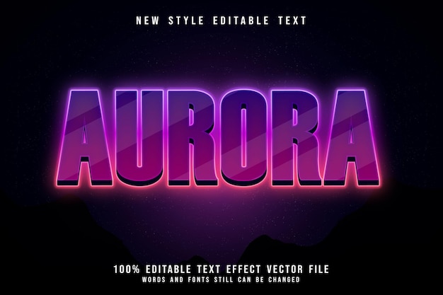 Aurora editable text effect 3 Dimension emboss modern neon style