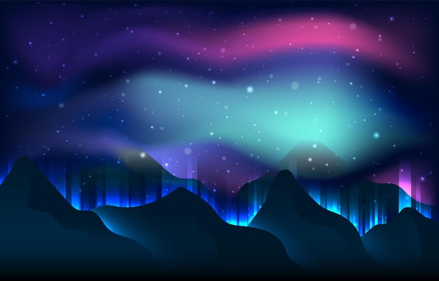 Vector aurora scenery background