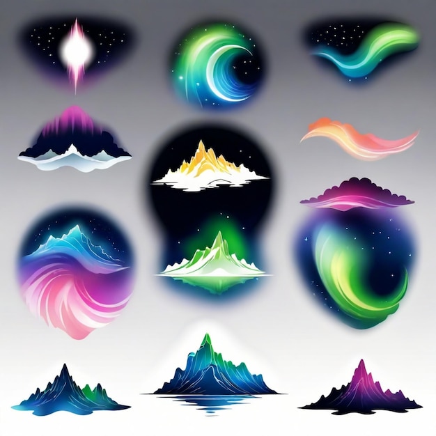 Vector aurora vector set white background isolated a high