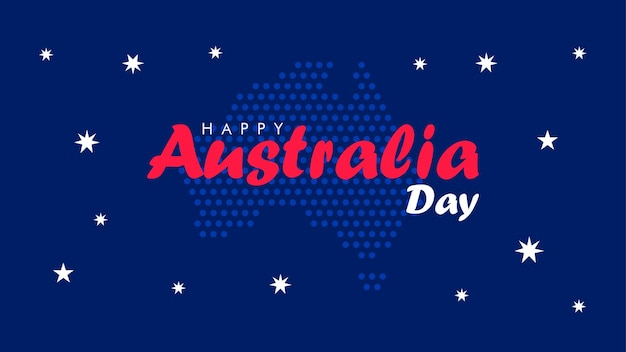 Australia day banner template with australian map background