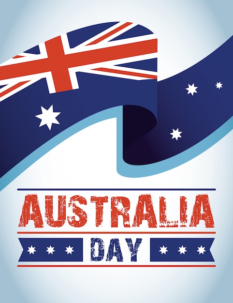 Australia day celebration with flag waving