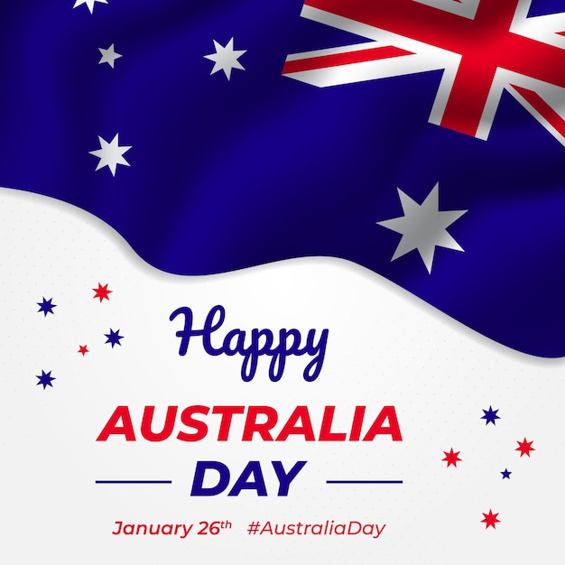 Australia Day January 26th waving flag illustration background design