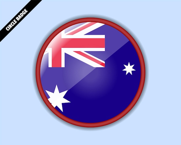 Australia flag circle badge vector design rounded sign with reflection