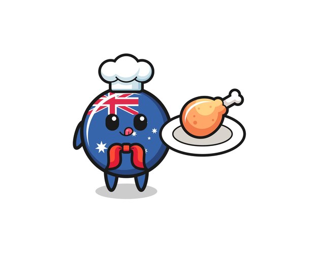 Australia flag fried chicken chef cartoon character