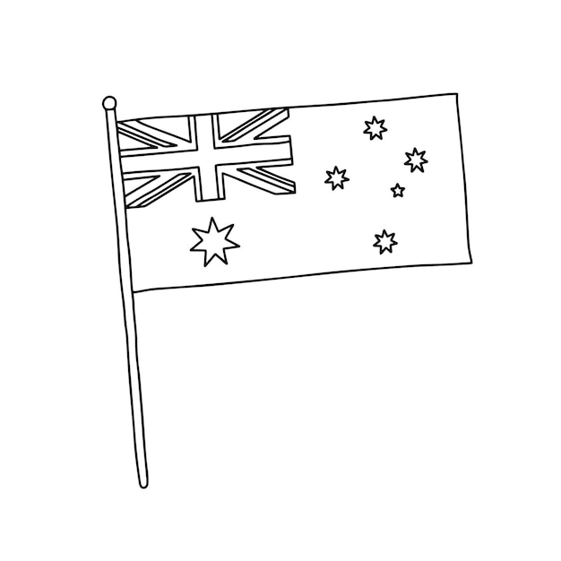 Australia flag vector outline illustration Vector black and white Australia flag