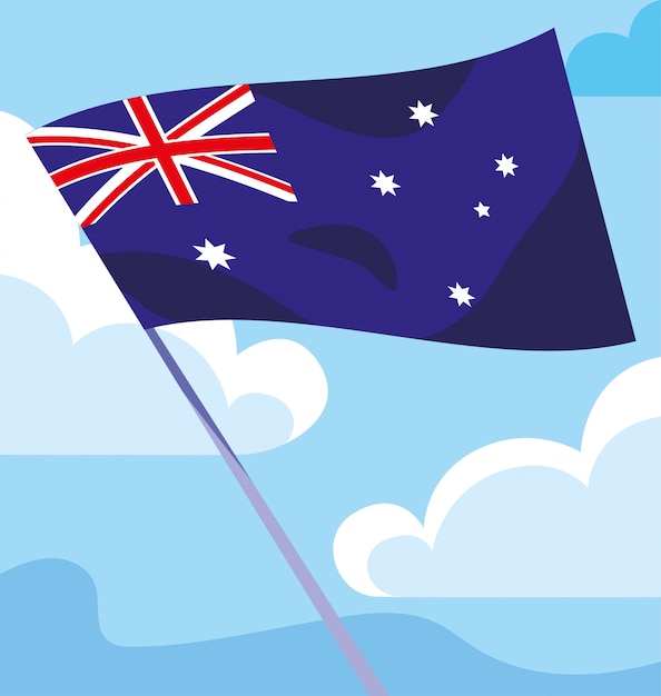 Australia flag waving on a stick