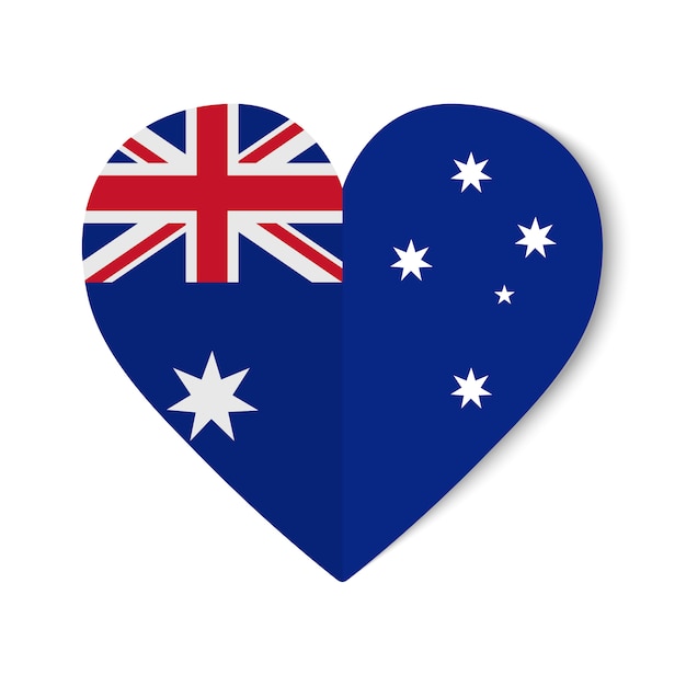 Australia flag with origami style on heart shape