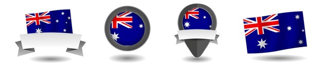 Australia flags vector collection pointers banners icon vector state signs illustration isolated