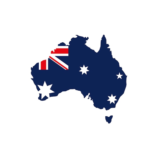 Australia mainland in the colors of the Australian flag Holiday day australia