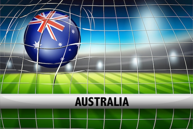 Australia soccer ball in net