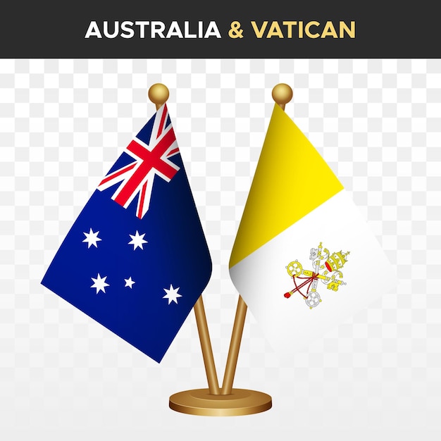 Australia vs Vatican flags Australian 3d standing desk flag vector