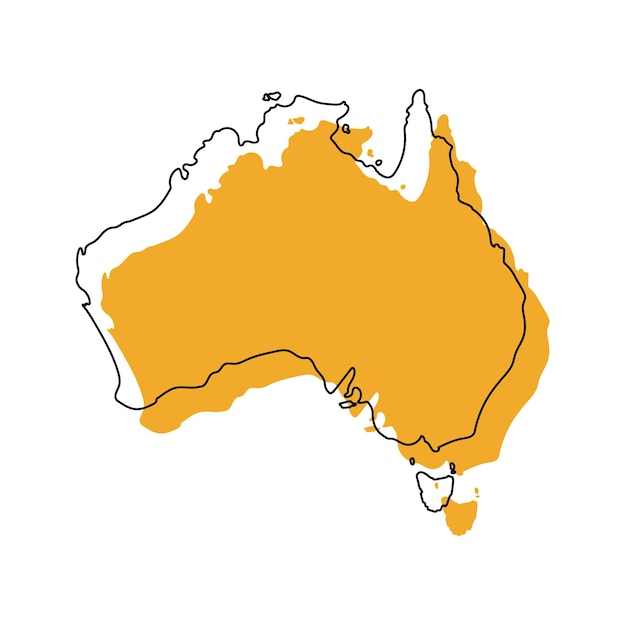 Australia yellow map outline template