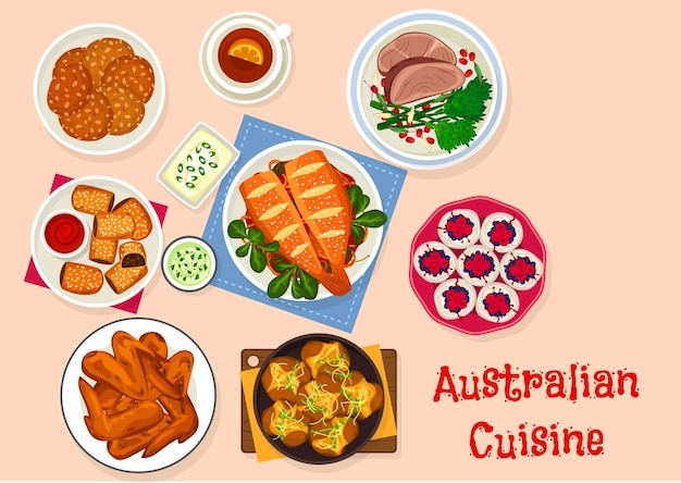 Australian cuisine traditional food icon design