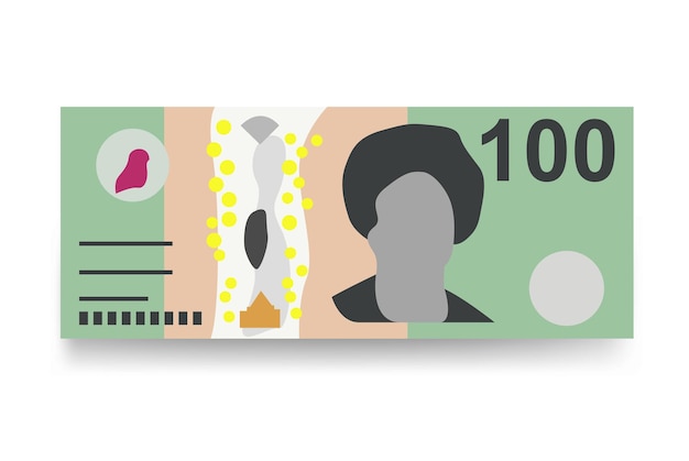 Australian Dollar Vector Illustration Australia money set bundle banknotes Paper money 100 AUD