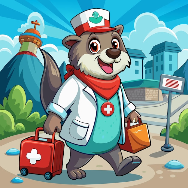 Australian Fur Seal welcoming goes hospital book vector