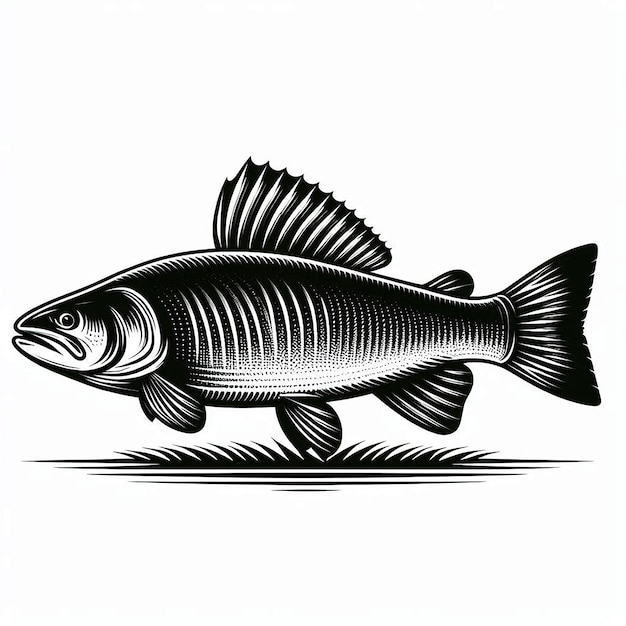 Australian grayling Silhouette line art vector illustration on white background