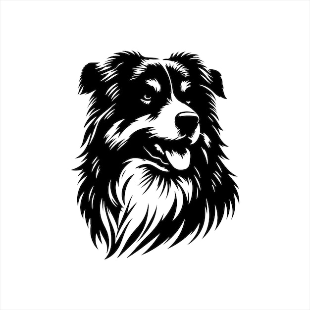 Australian Shepherd silhouette illustration white background