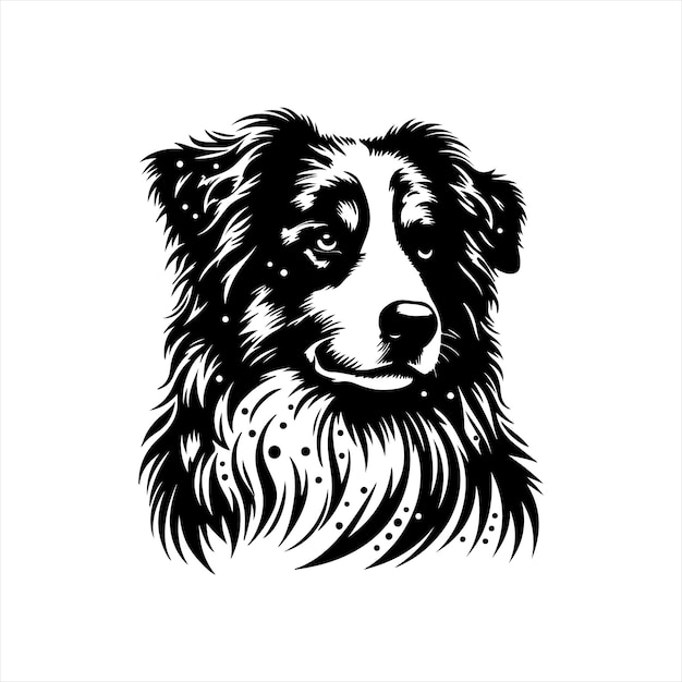 Vector australian shepherd silhouette illustration white background