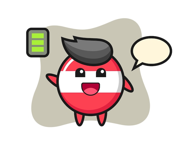 Austria flag badge mascot character with energetic gesture