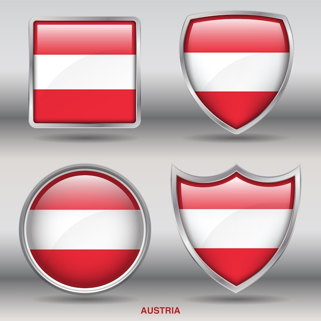 Vector austria flag bevel shapes icon