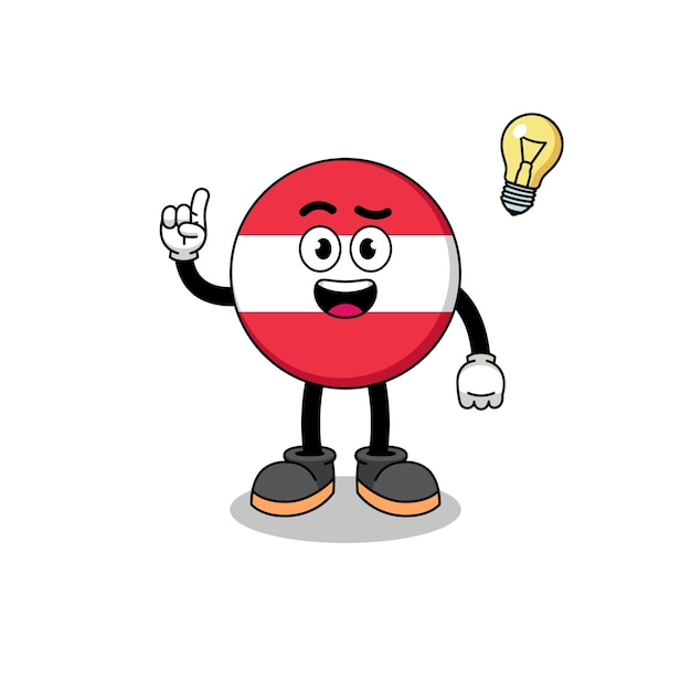 Austria flag cartoon with get an idea pose character design