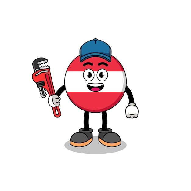 Austria flag illustration cartoon as a plumber character design