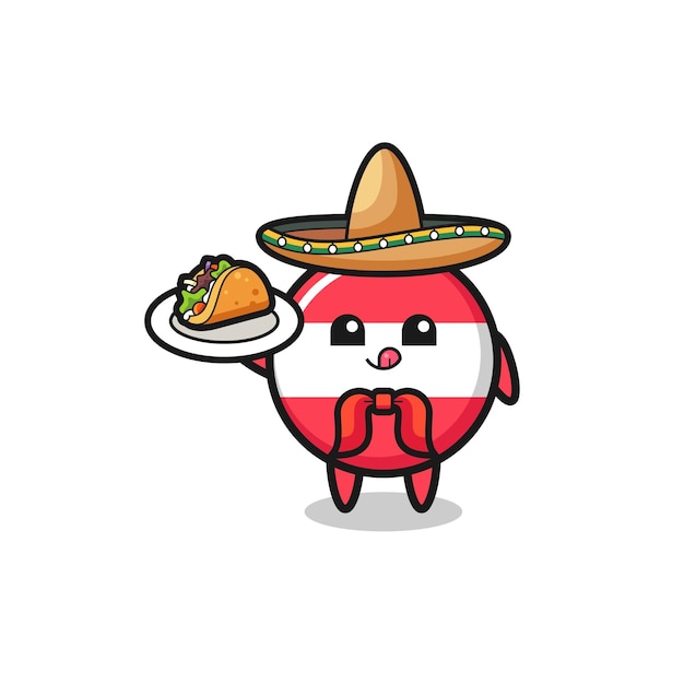 Austria flag Mexican chef mascot holding a taco