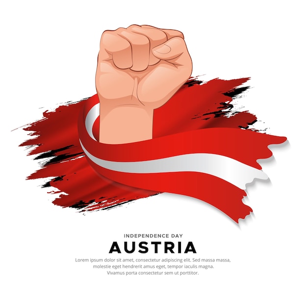 Austria Independence Day design with hand holding flag Austria wavy flag vector