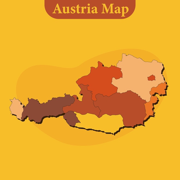 Austria map vector with regions and cities lines and full every region