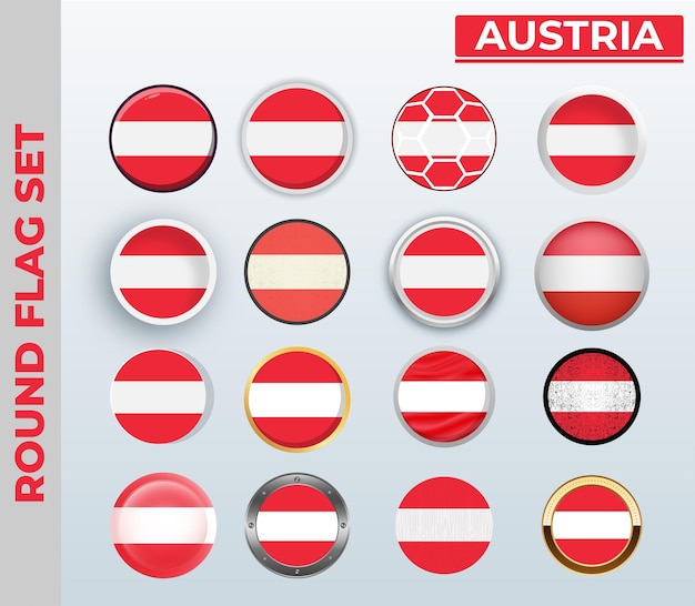 AUSTRIA round flag Set with 16 Different Styles