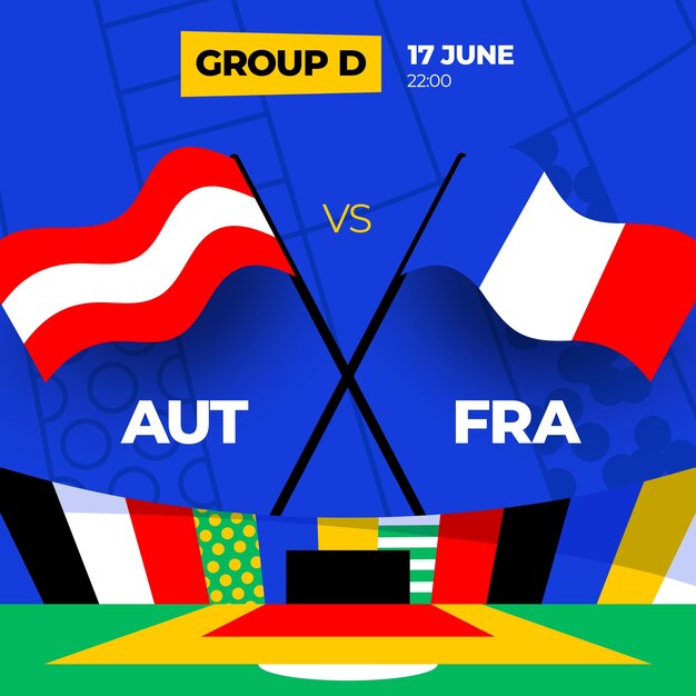 Austria vs France football 2024 match versus 2024 group stage championship match versus teams intro sport background championship competition