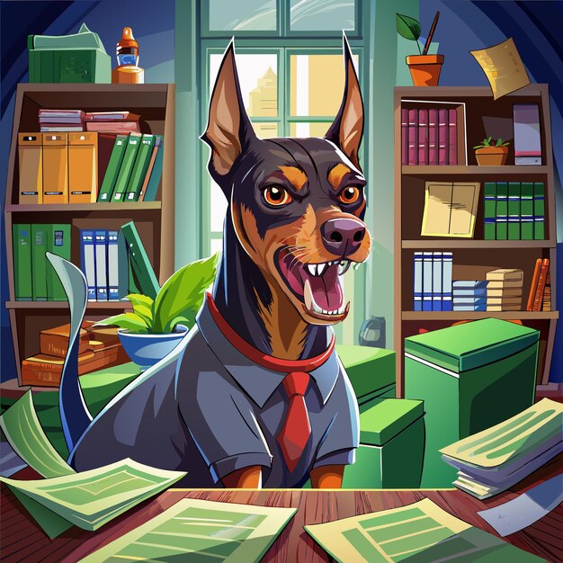 Vector austrian pinscher dog happy angry office jar vector