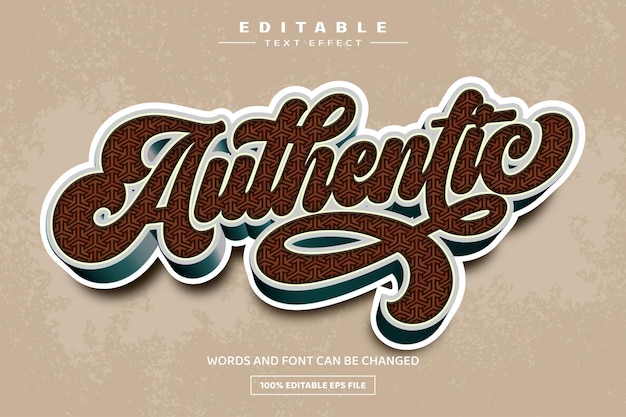 Authentic 3D editable text effect template