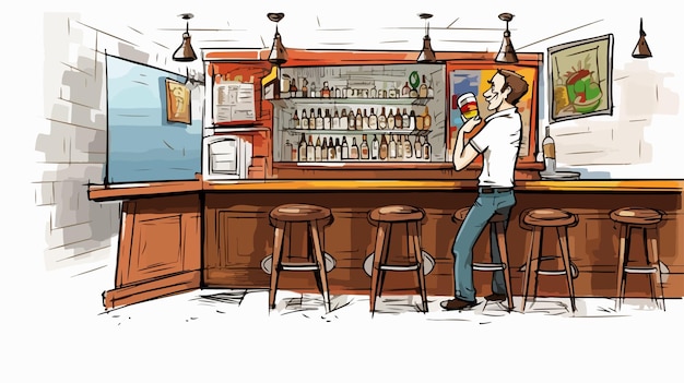 Authentic Childs Drawing of Man in Pub