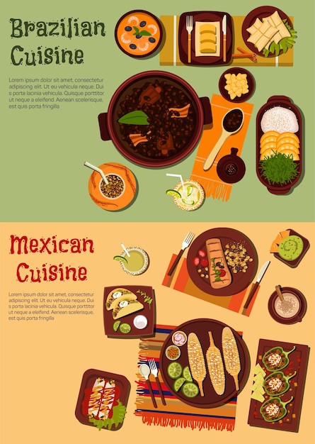 Authentic cuisine of Mexico and Brazil symbol